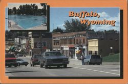 Main Street and Municipal Pool, Buffalo, Wyoming Postcard
