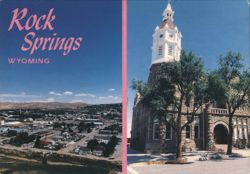 Rock Springs, Wyoming: City View & Historic City Hall Postcard