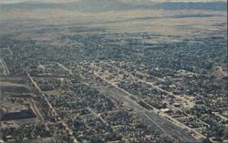 Aerial View of Sheridan, Wyoming with Big Horn Mountains Postcard
