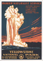 Yellowstone National Park Geyser Ranger Naturalist Service Postcard