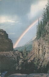 Rainbow over Golden Gate Canyon, Yellowstone Park Postcard