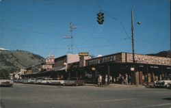 City Street in Jackson, Wyoming with Ranch Shops Postcard