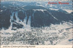 Aerial View of Jackson, Wyoming and Snow King Mountain Ski Slopes Postcard
