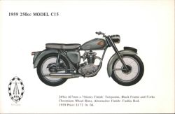 1959 BSA 250cc Model C15 Motorcycle Postcard