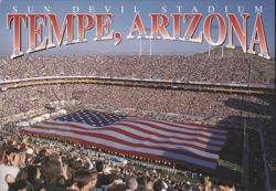 Sun Devil Stadium, Tempe, Arizona - Large American Flag Postcard