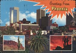 Greetings From Phoenix: Cityscape, Desert & Sunset Views Postcard