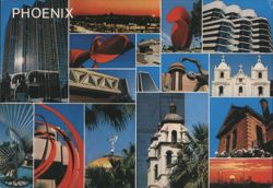 Phoenix Arizona Collage of City Landmarks & Art Postcard