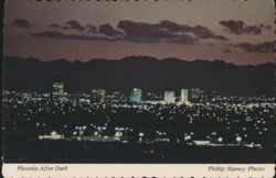Phoenix Arizona Skyline at Night with South Mountain Postcard