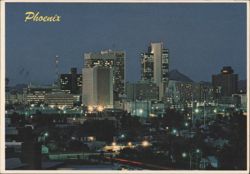 Night Lights of Downtown Phoenix Skyline Postcard