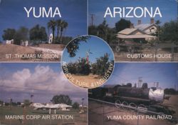 Yuma AZ Continental Chrome Postcard: Mission, MCAS, RR Postcard