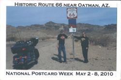 Historic Route 66 Near Oatman, AZ with Motorcyclists Postcard