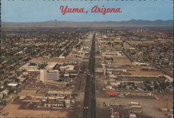 Aerial View of Fourth Street, Yuma, AZ - Citrus Area Postcard
