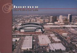 Phoenix Arizona Aerial View with Major League Ballpark Postcard