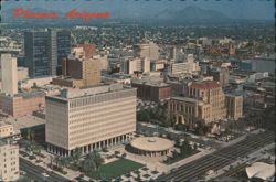 Downtown Phoenix Aerial View, Municipal Building & Camelback Mountain Postcard