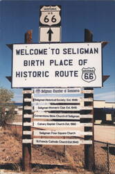 Welcome to Seligman, Birth Place of Historic Route 66 Sign Postcard