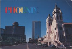 Downtown Phoenix Skyline with St. Mary's Basilica Postcard