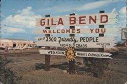 Gila Bend Arizona Welcome Sign Postcard