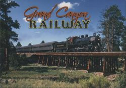 Grand Canyon Railway Steam Train on Trestle, Williams AZ Postcard