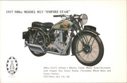 1937 BSA 500cc Model M23 Empire Star Motorcycle Postcard