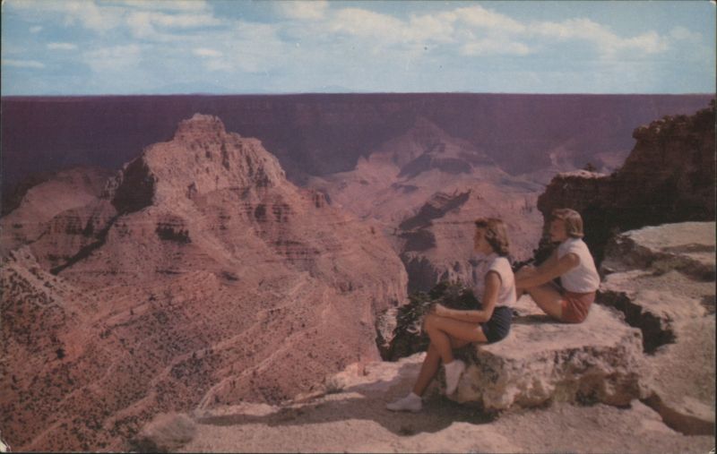 Two Women Overlooking Grand Canyon from Cape Royal, AZ Arizona