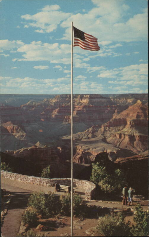 Grand Canyon National Park, Arizona with US Flag