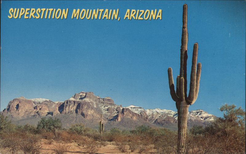 Superstition Mountain, Arizona with Saguaro Cactus Phoenix