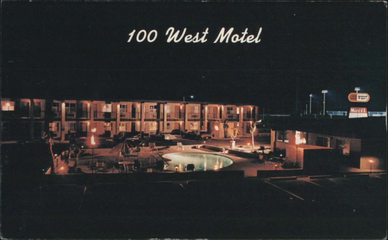 100 West Motel with Pool at Night, Sun City AZ Arizona