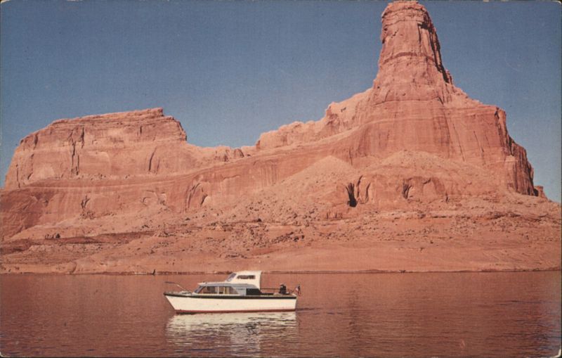 Lake Powell - Gunsight Butte with White Boat Utah George McLean