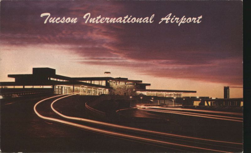 Tucson International Airport at Dusk with Car Light Trails Arizona
