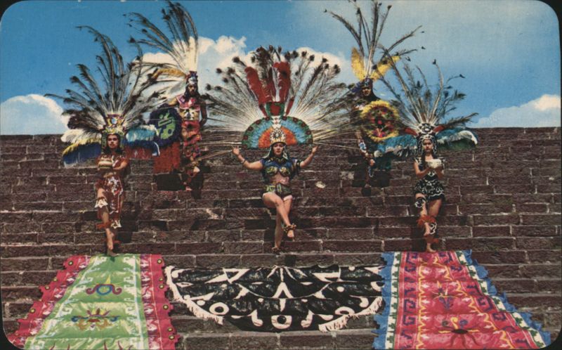 Aztec Dancers Performing on Pyramid, Mexico City