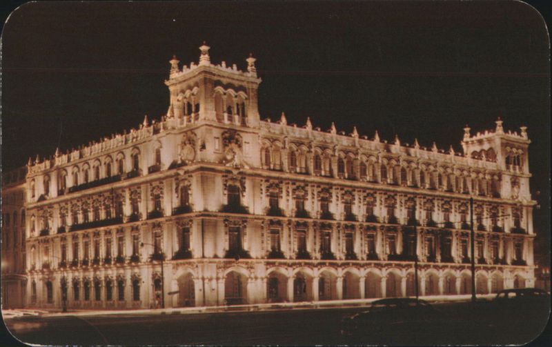 Government Palace of Mexico City Illuminated at Night