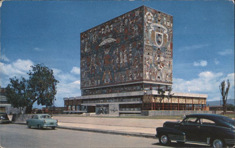 Biblioteca Central with Juan O'Gorman Mosaic Mural Mexico City