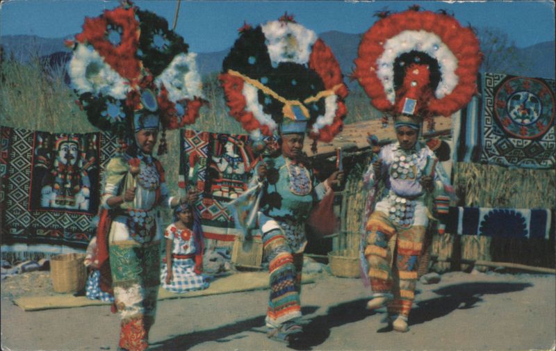 Mexican Feather Dancers in Oaxaca with Elaborate Costumes Mexico