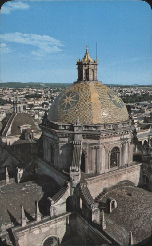 Dome of the Cathedral and City of Puebla, Mexico