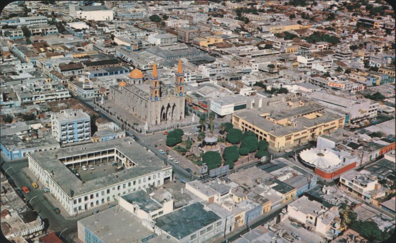 Aerial View of Main Plaza and Cathedral, Mazatlán Mexico