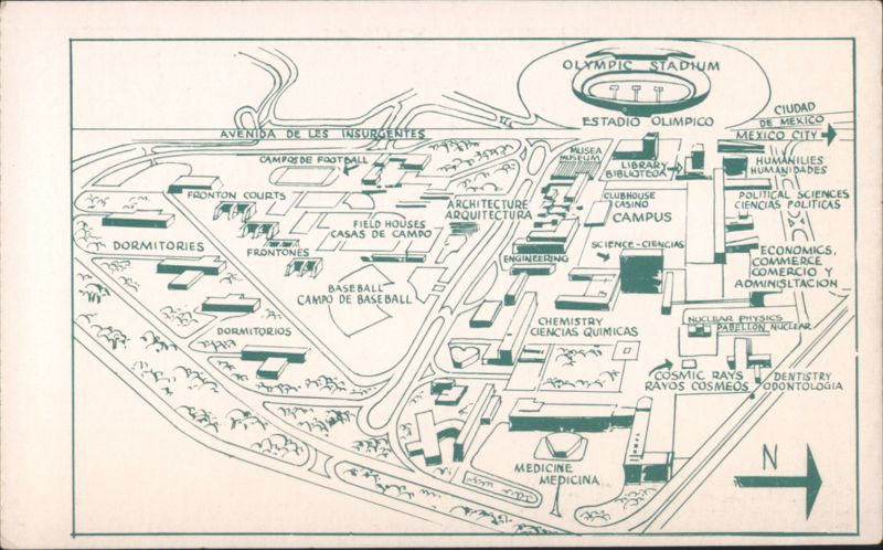 UNAM Campus Map, Olympic Stadium, Mexico City