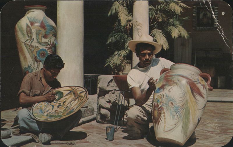 Mexican Artisans Painting Handpainted Pottery, Tlaquepaque San Pedro Tlaquepaque Mexico