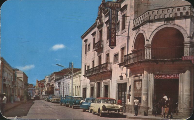 Hotel Mendoza and Calle Morelos Street Scene Zamora Mexico
