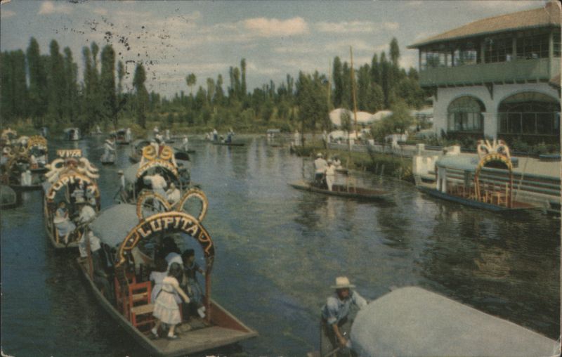 Xochimilco Lake Trajineras & Building, Mexico