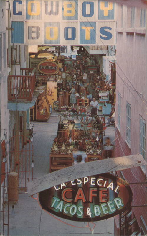 Tijuana Pasaje Gomez Market with Cowboy Boots Sign Mexico