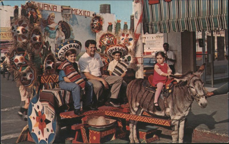 Family on Donkey Cart on Revolution Avenue, Tijuana Mexico