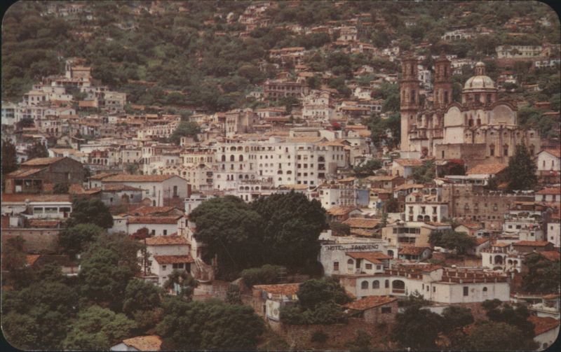 Panoramic View of Taxco with Santa Prisca Church Gro. Mexico