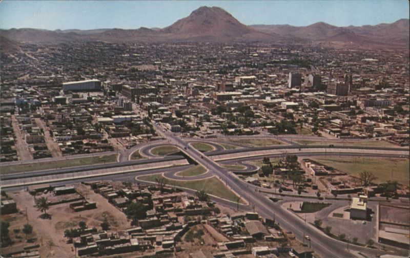 Aerial View of Chihuahua City, Av. Universidad & El Trebol Bridge Mexico