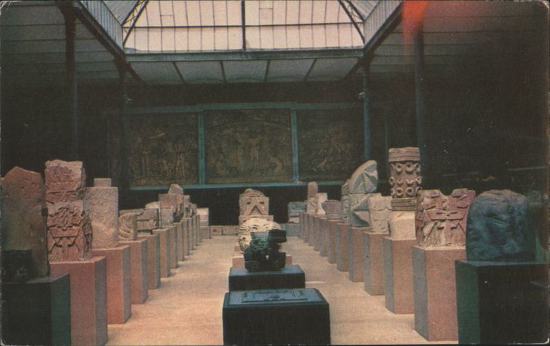 Teotihuacán Museum Interior with Sculptures, Mexico