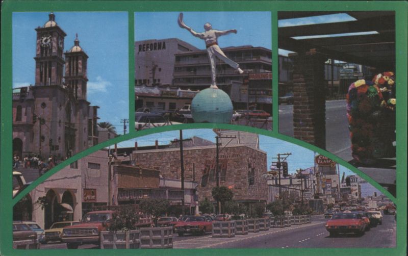 Tijuana, Mexico Multi-View: Church, Reforma Statue, Street BC