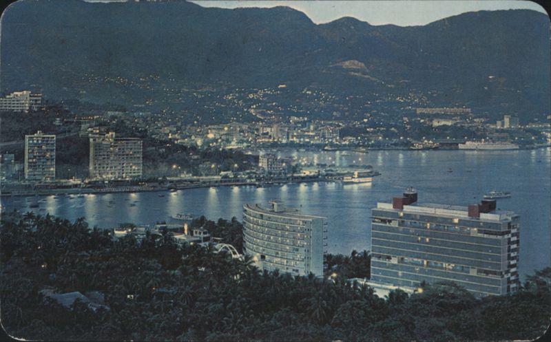 Twilight over Acapulco Bay, City Skyline and Mountains Mexico