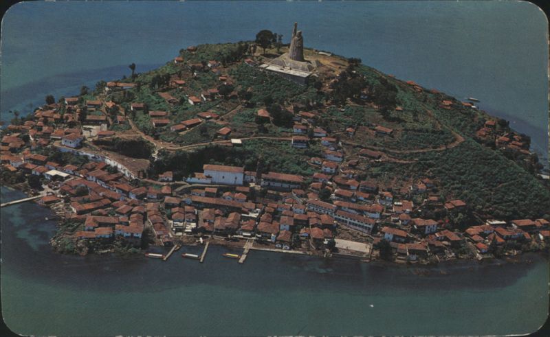 Aerial View of Janitzio Island, Lake Pátzcuaro, Mexico Michigan México