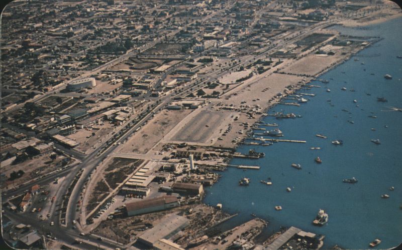Aerial View of Ensenada City and Sport Fishing Wharf Mexico