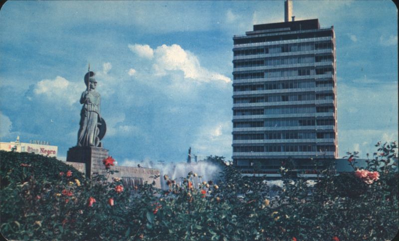 Minerva Fountain and Modern Building, Guadalajara Jal. Mexico