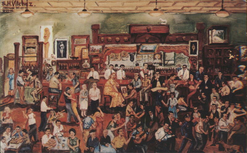 Hussong Bar Interior Scene, Ensenada, Mexico S. H. Vilchez